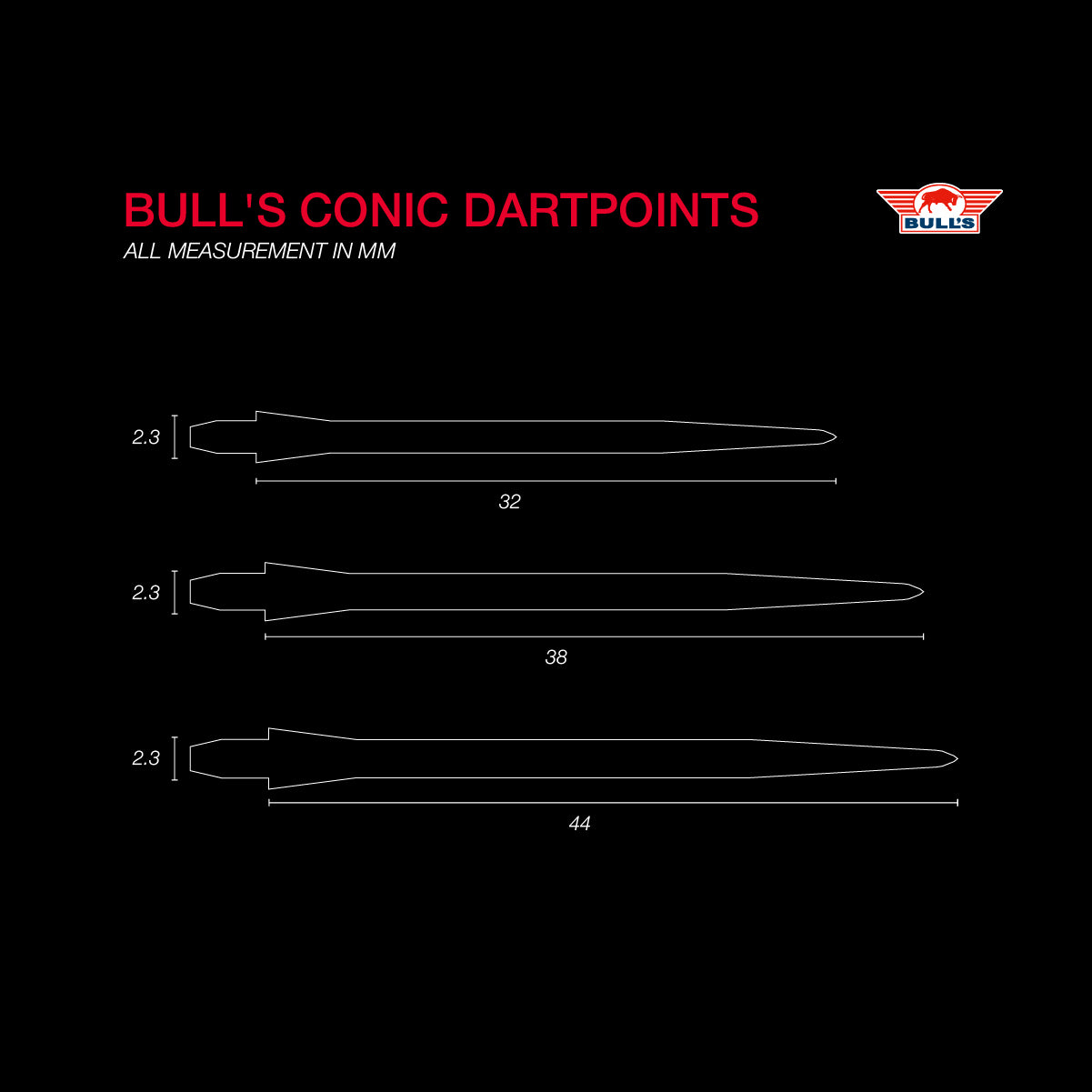 Bulls Steel Dart Spitze Conic Black