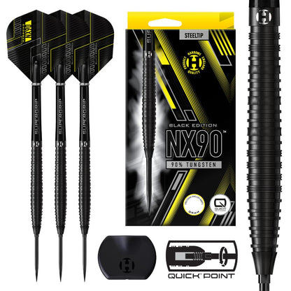 Harrows Steel Dart Set NX90 Black Edition Tapered Quick Point