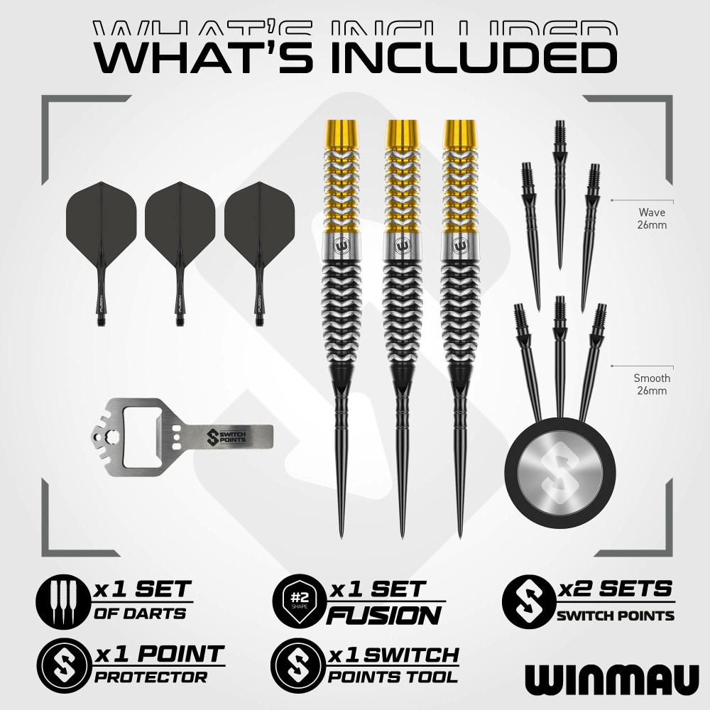 Winmau Steel Dart Set Exion Torpedo Switch Point