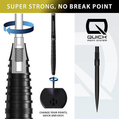 Harrows Steel Dart Set NX90 Black Edition Tapered Quick Point