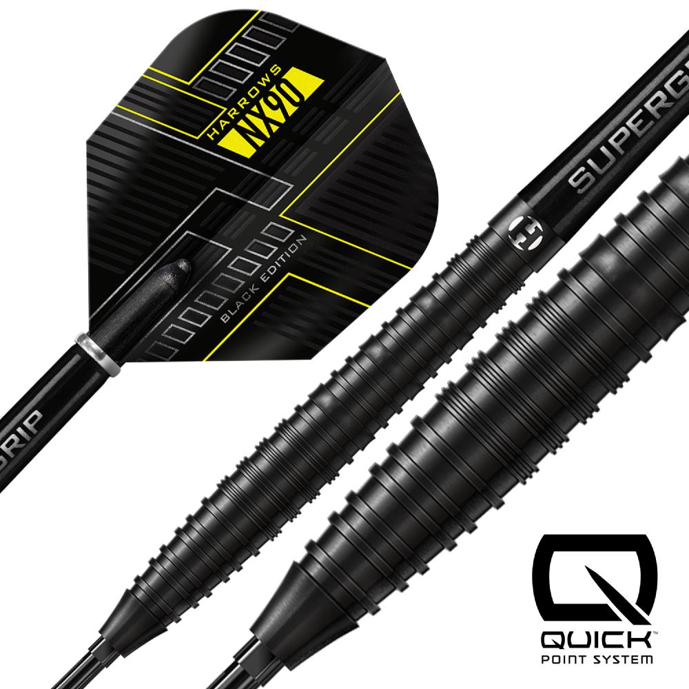 Harrows Steel Dart Set NX90 Black Edition Tapered Quick Point