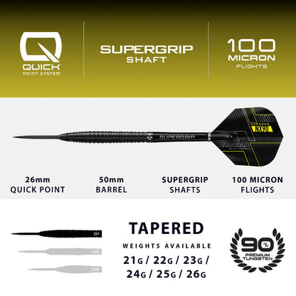 Harrows Steel Dart Set NX90 Black Edition Tapered Quick Point