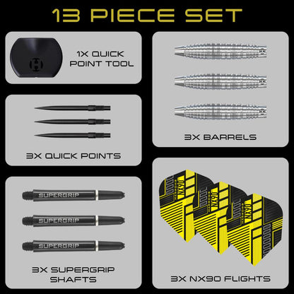 Harrows Steel Dart Set NX90 Bomb Quick Point