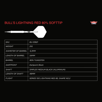 Bulls Dart Set Lightning Red 21g