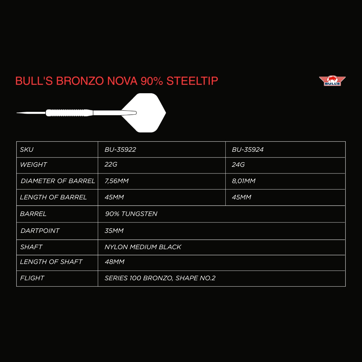Bulls Steel Dart Set Bronzo Nova