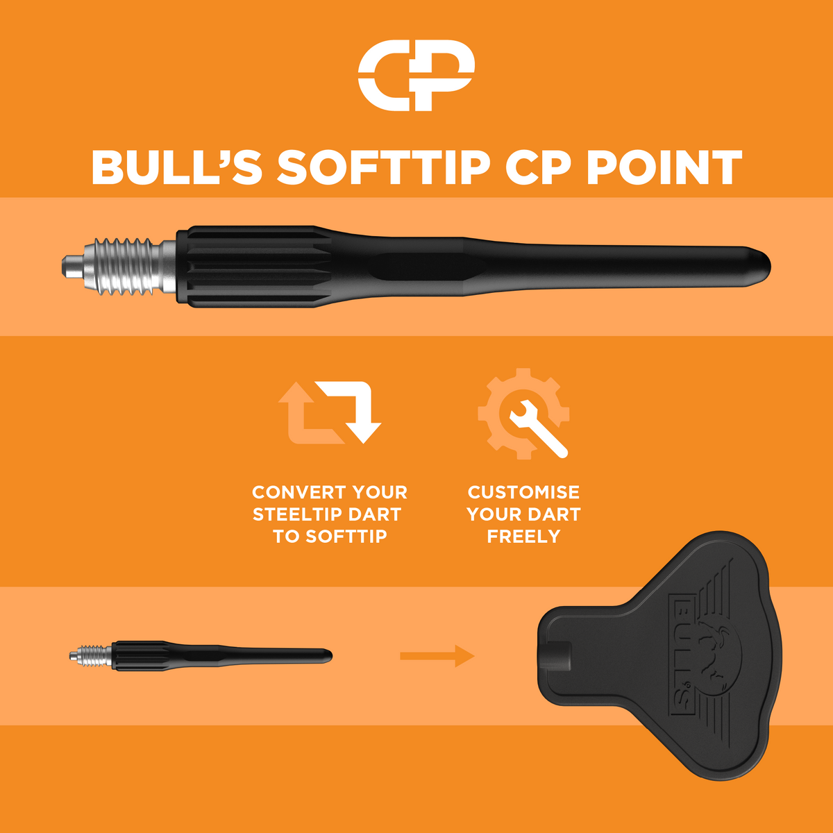 Bulls CP Points Softtip Black 25mm – 15 Stück