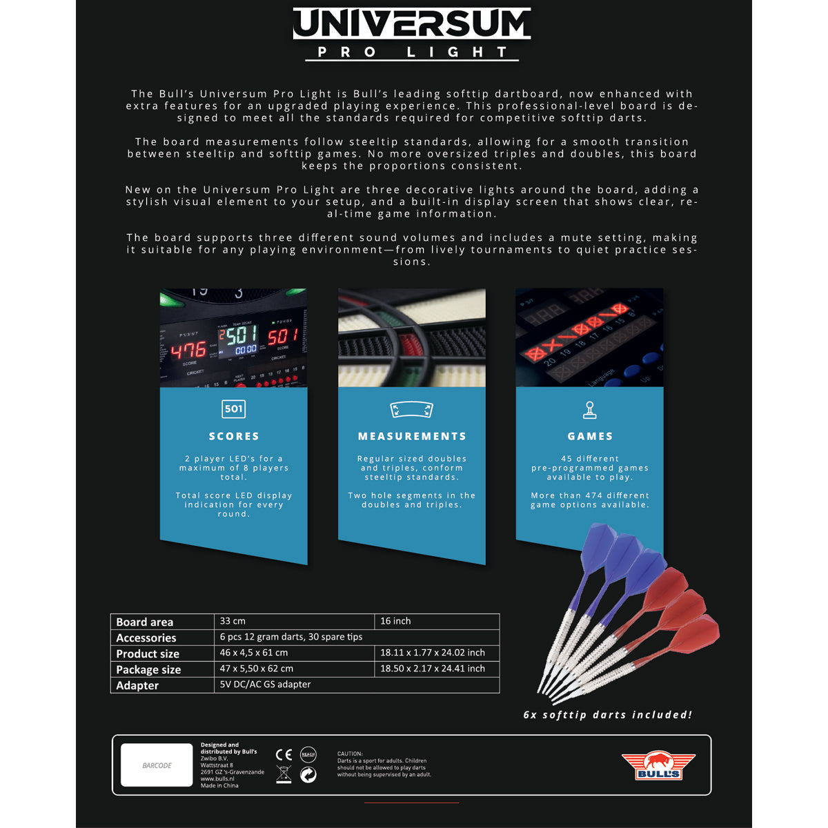 Elektronisches Dartboard Bulls Universum Pro L