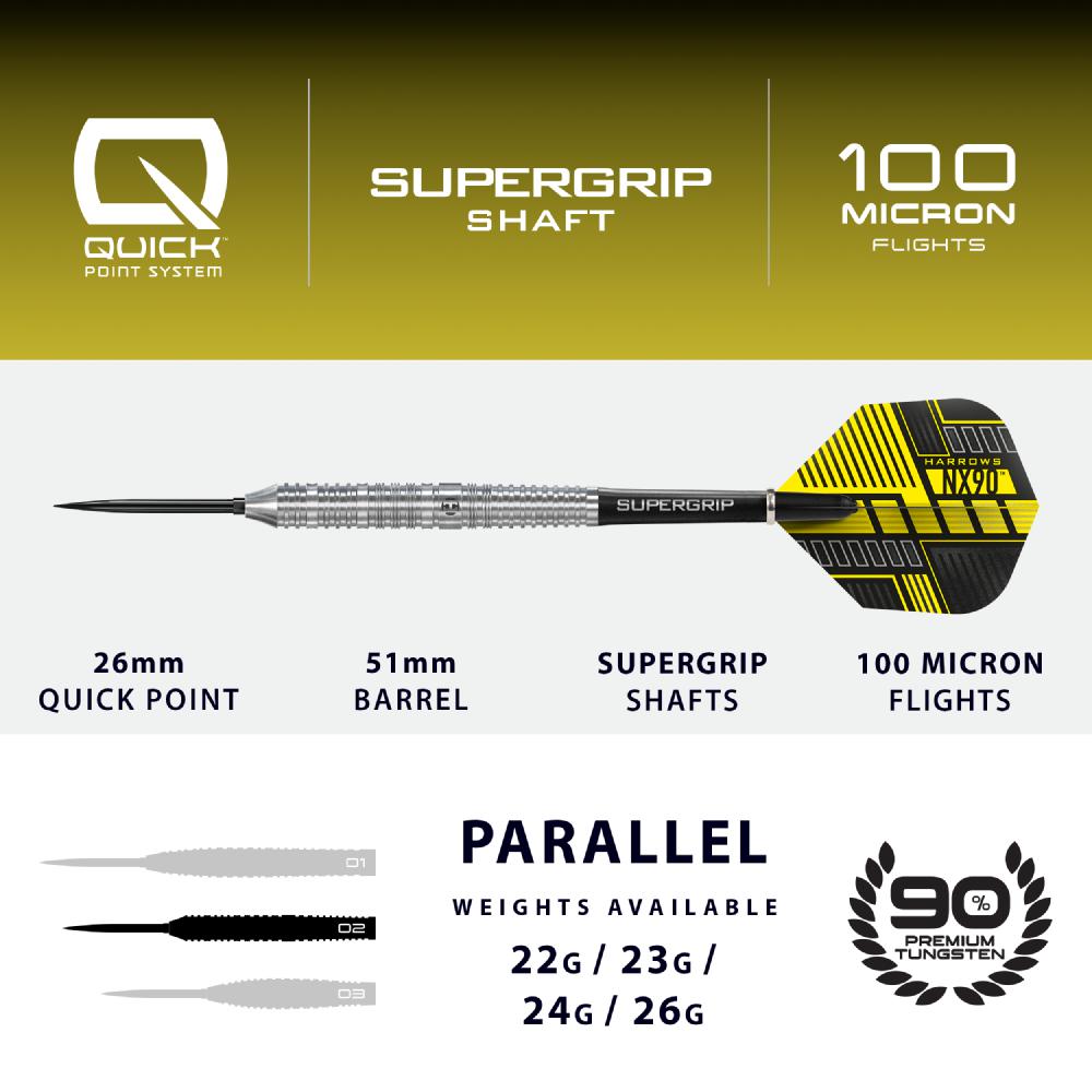 Harrows Steel Dart Set NX90 Parallel Quick Point