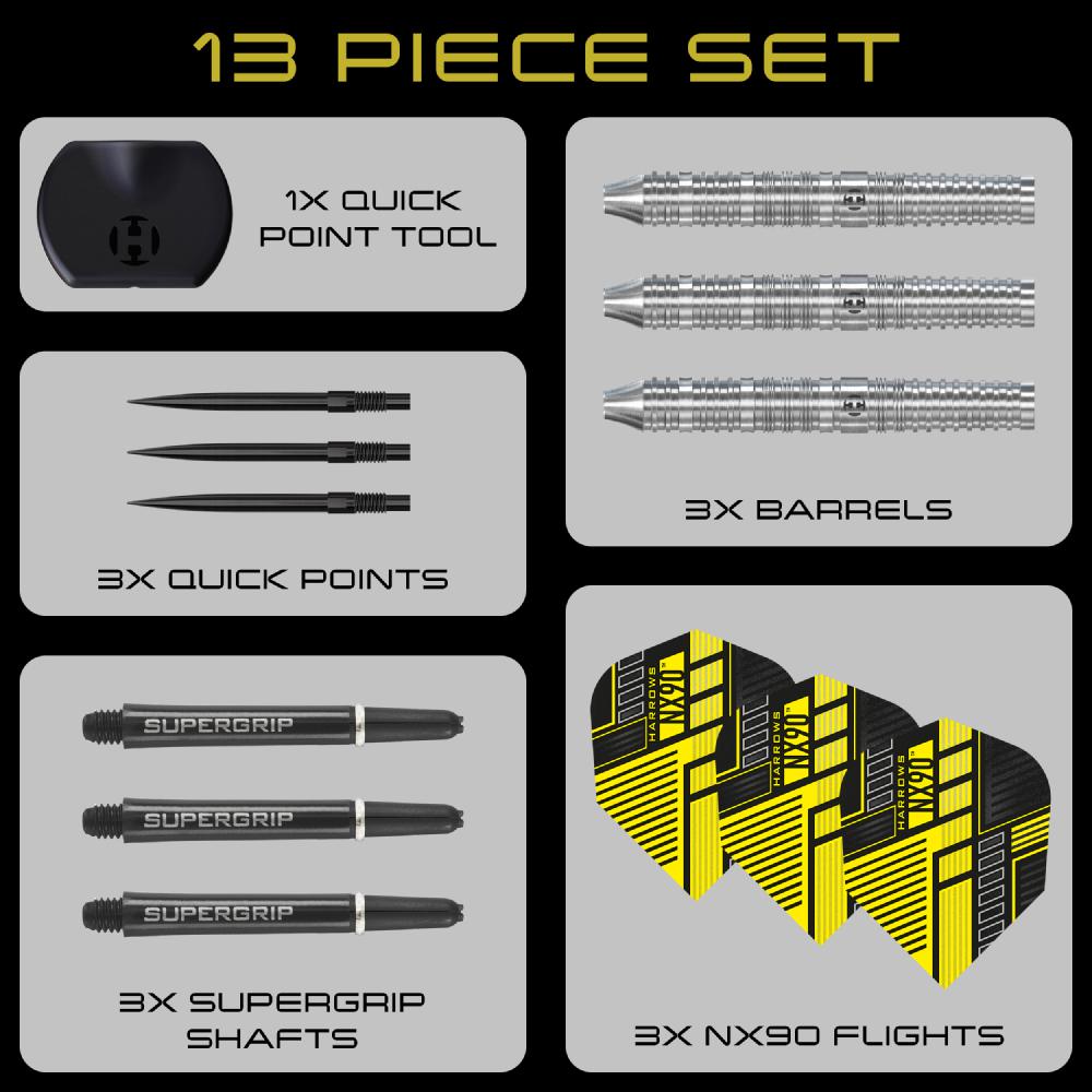 Harrows Steel Dart Set NX90 Parallel Quick Point