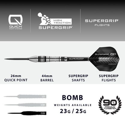 Harrows Steel Dart Set Supergrip QP Bomb