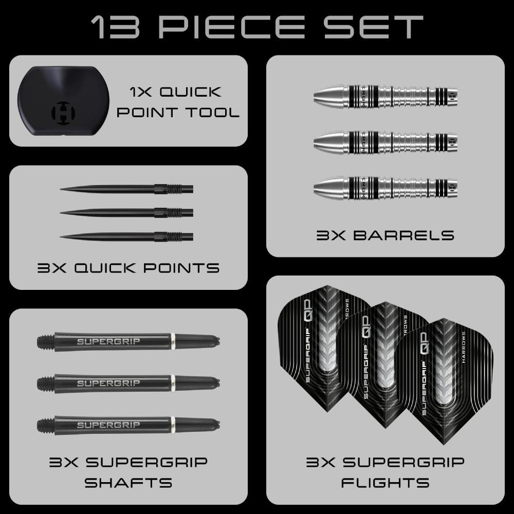 Harrows Steel Dart Set Supergrip QP Bomb