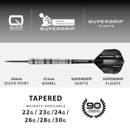 Harrows Steel Dart Set Supergrip QP Tapered