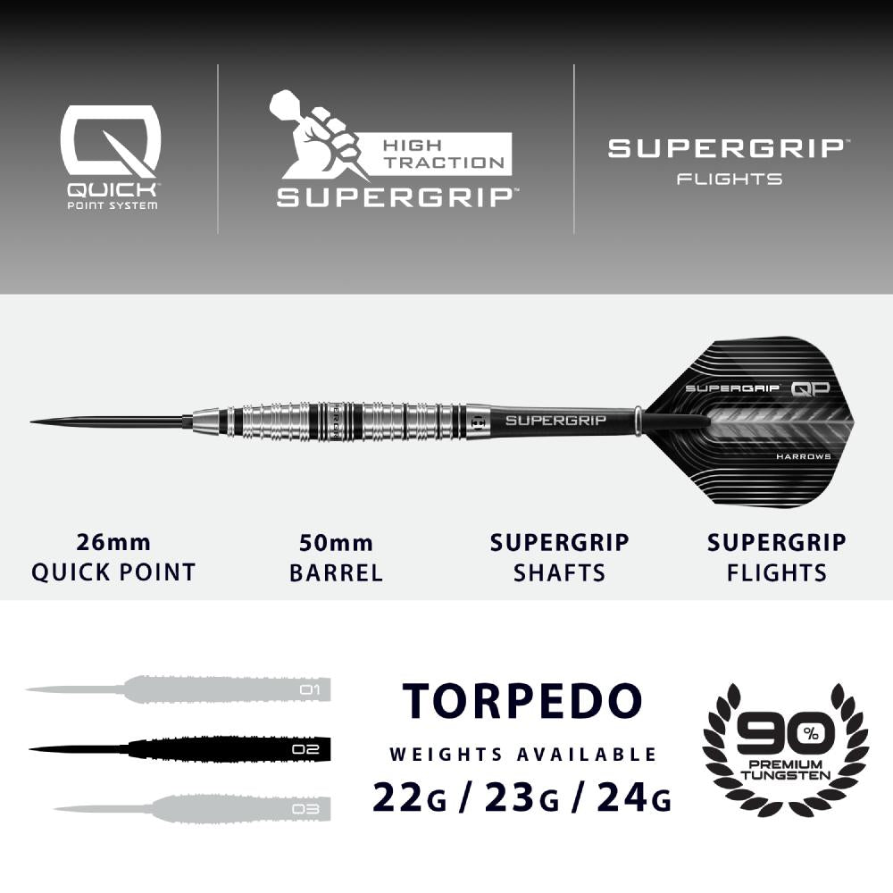 Harrows Steel Dart Set Supergrip QP Torpedo