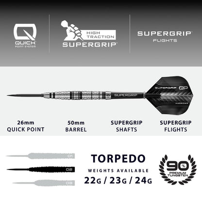 Harrows Steel Dart Set Supergrip QP Torpedo