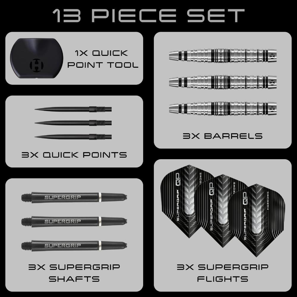Harrows Steel Dart Set Supergrip QP Torpedo
