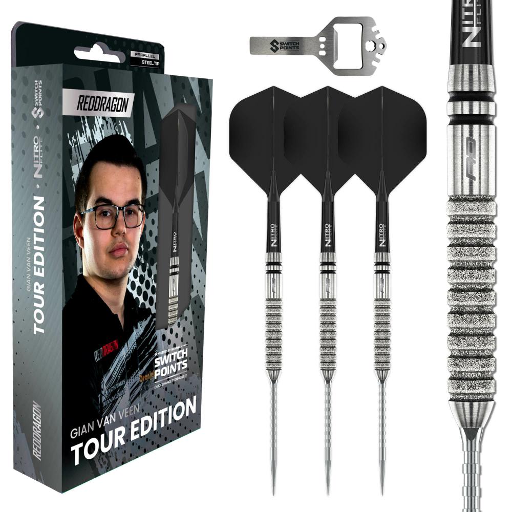 Red Dragon Steel Dart Set Gian Van Veen Tour Edition Switch Point 21g