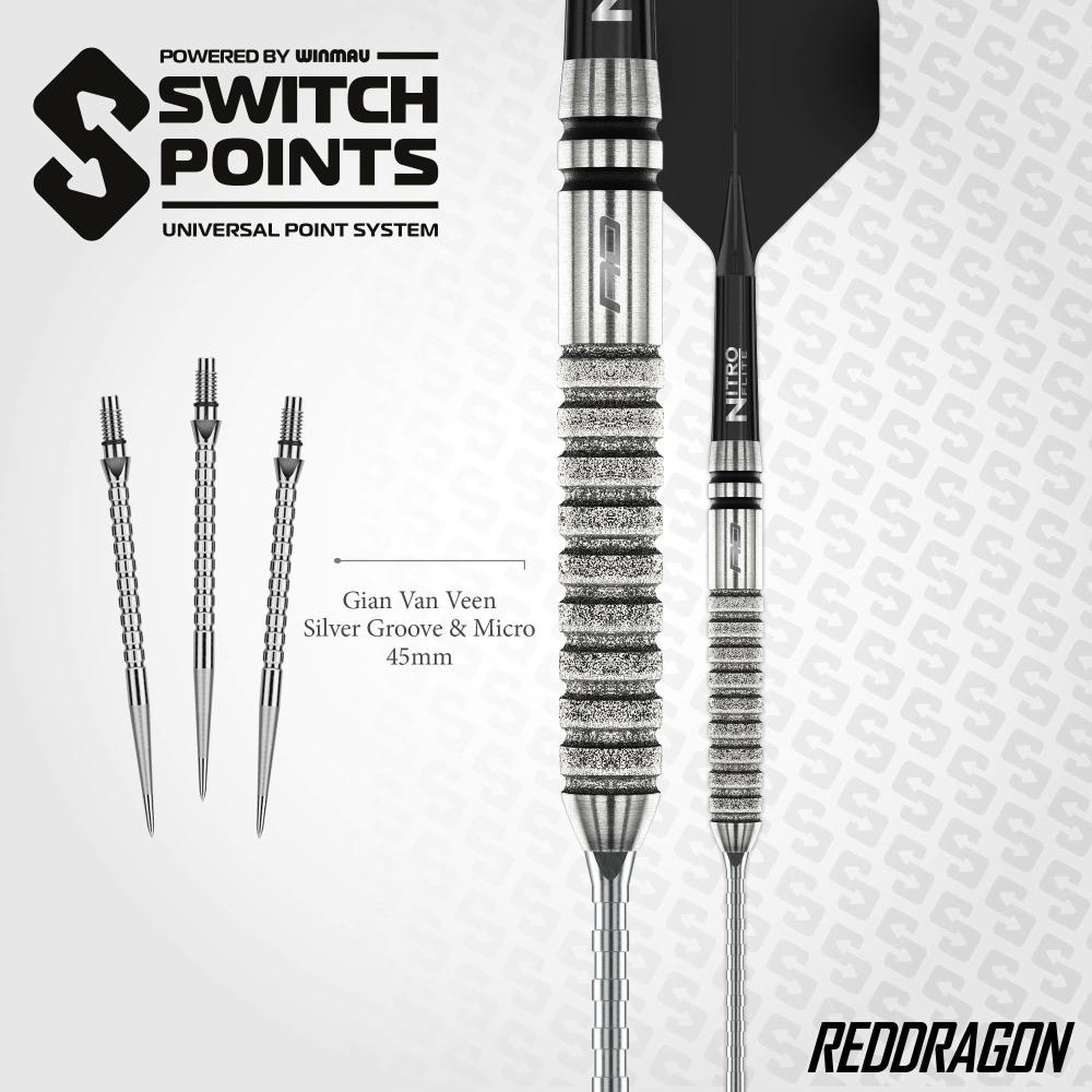 Red Dragon Steel Dart Set Gian Van Veen Tour Edition Switch Point 21g