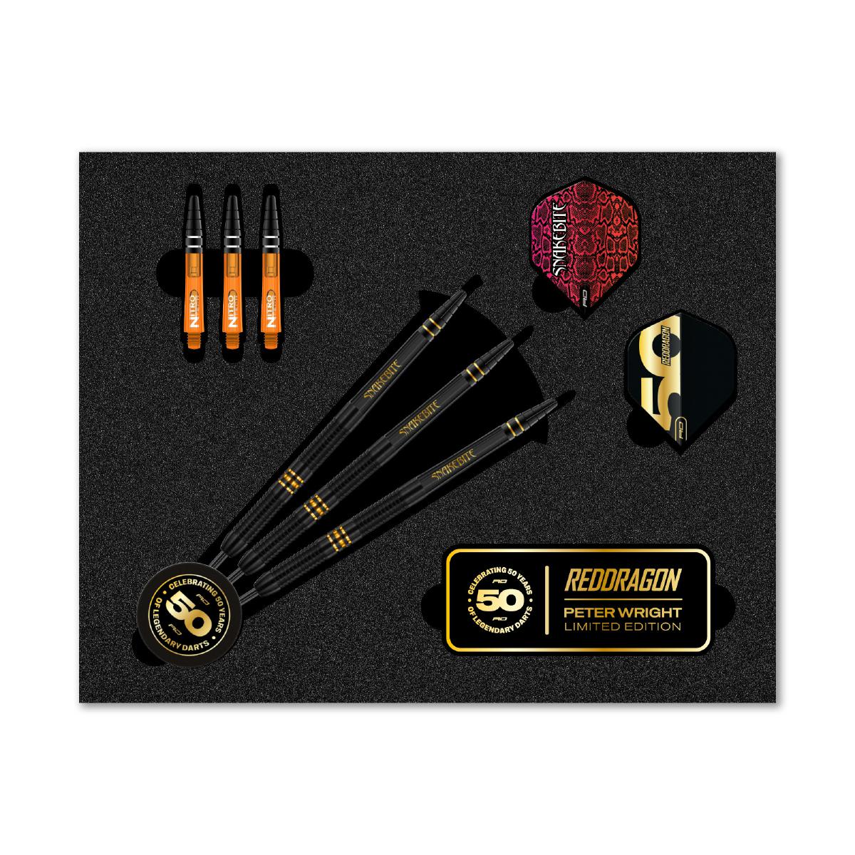 Red Dragon Steel Dart Set Peter Wright 50 Years Edition 21g