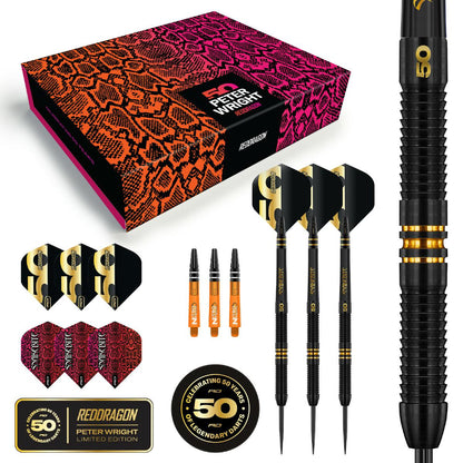 Red Dragon Steel Dart Set Peter Wright 50 Years Edition 21g