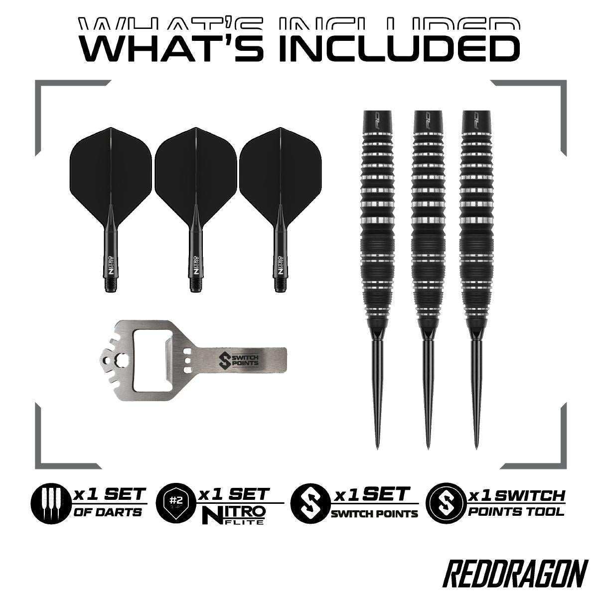 Red Dragon Steel Dart Set Sable Bomb Quick Point