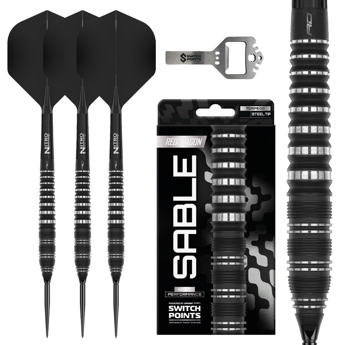 Red Dragon Steel Dart Set Sable Torpedo Quick Point