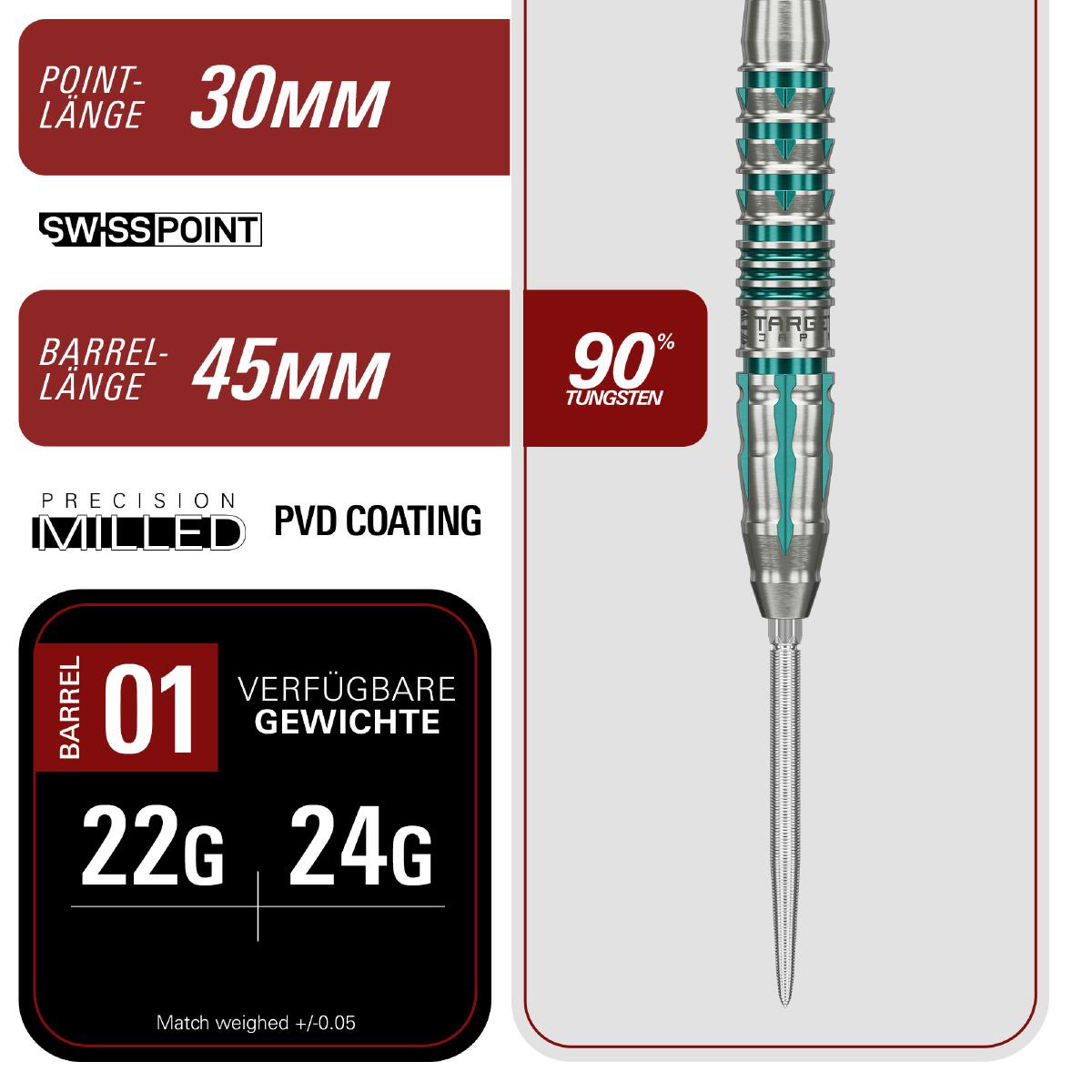 Target Steel Dart Set Black Marque Pierce