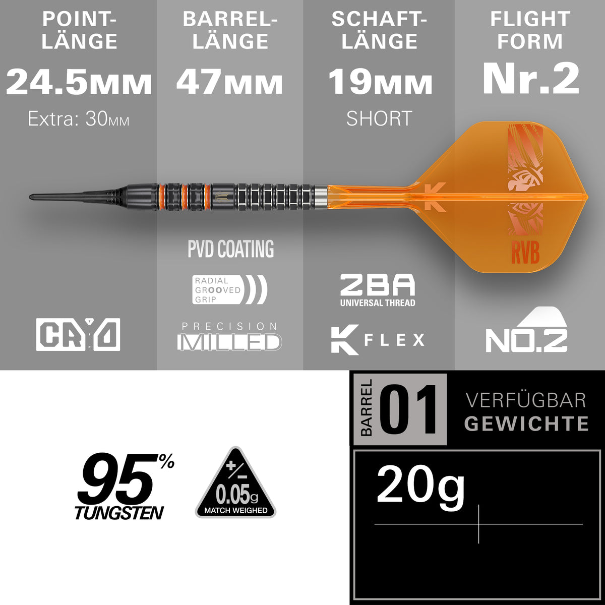Target Raymond Van Barneveld 95k 20g Soft Dart