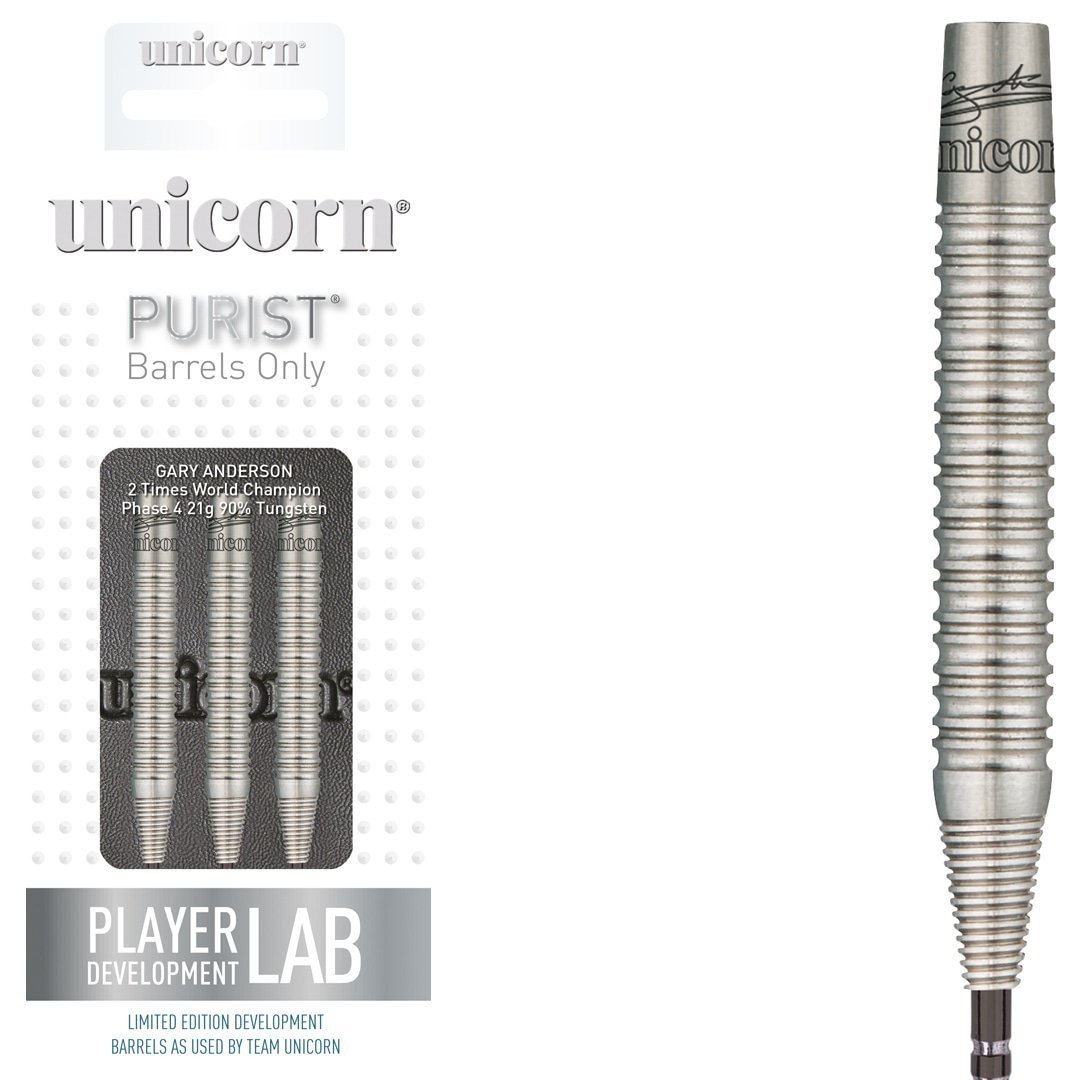 Unicorn Steel Barrel Set World Champion Gary Anderson Purist Phase 4