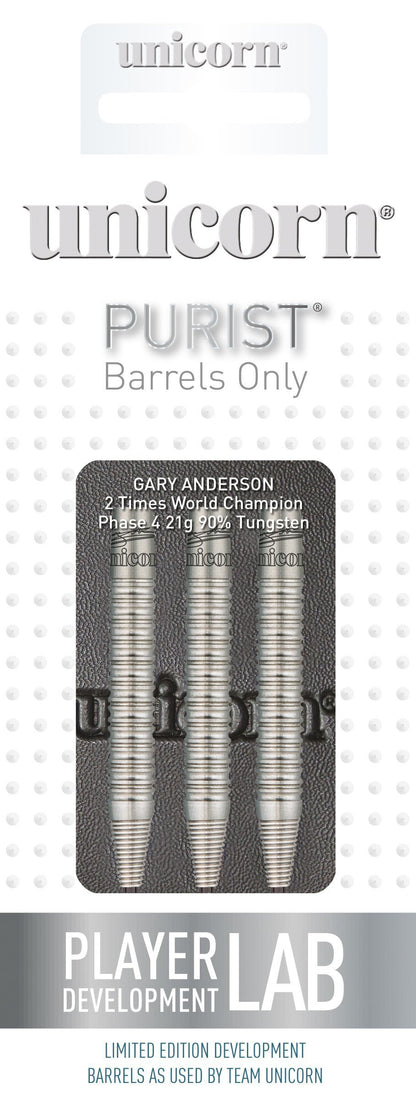 Unicorn Steel Barrel Set World Champion Gary Anderson Purist Phase 4