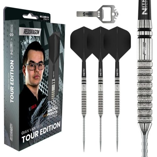 Red Dragon Steel Dart Set Gian Van Veen Tour Edition Switch Point 21g